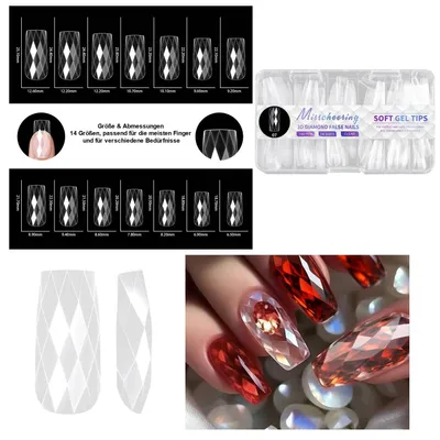 Produktbild von 140 Stück Transparent Falsche Nägel Tips, Full Cover Nageltips für Nagelstudios und DIY Nail Art, Stil: 7