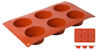 Produktbild von Silikonform Muffin 69x35mm, Silikonbackform für 6 Muffins, Muffinbackform,