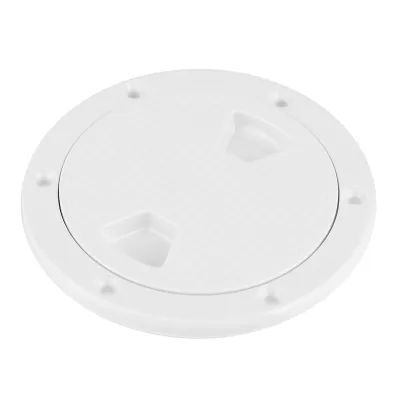Image de Plaque de recouvrement en ABS de 4 pouces, ronde, blanche, résistante aux UV et à la corrosion, avec fermeture à vis pour trappe d'inspection de bateau