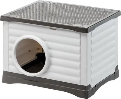 Immagine prodotto di Cuccia per cani Ferplast Petvilla 60, 54 x 43 x 38,5 cm, termoplastica, plastica riciclata, bianco/grigio
