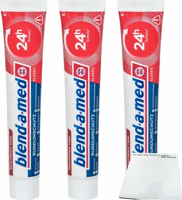 Produktbild von blend-a-med Zahnpasta Rundumschutz Classic 24h 3er Pack (3x75ml Packung) + usy Block
