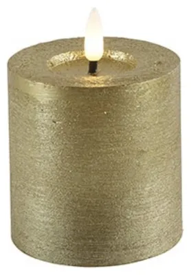 Obrázok produktu pre Sviečka s LED diódou rustikálna zlatá - 7,5 x 8 cm