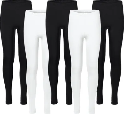 Produktbild von Merry Style 5er Pack Leggings Mädchen Lange Kinder Leggings aus Viskose MS10-130 (Schwarz/Schwarz/Schwarz/Weiß/Weiß, 122)