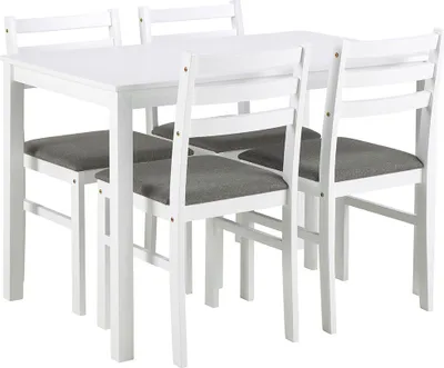 Image de Alicante ensemble pour salle à manger table et 4 chaises 70x110cm blanche.
