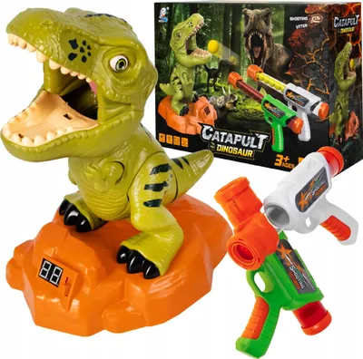 Zdjęcie produktu dla Gra Interaktywna Dla Dzieci Głodny Dinozaur Pistolet Kulki Ruchomy Cel