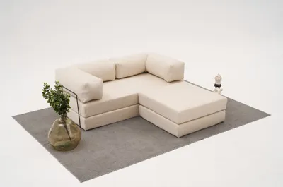 Produktbild von Hanah Home, Comfort Mini - Cream, Ecksofa, Creme, 100 % CHENILLE, 190 x 95 x 75 cm