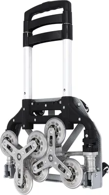 Immagine prodotto di Carrello saliscale - Carrello pieghevole - Ruote saliscale - Con corda elastica - Leggero e trasportabile - Asta in lega di alluminio