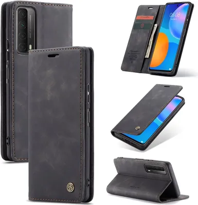 Produktbild von König Design Hülle kompatibel mit Huawei P smart 2021 Kunstleder Handyhülle - Handy Case Schwarz