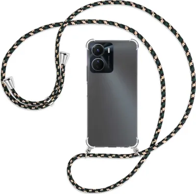 Produktbild von Handykette Backcover-Schutzhülle mit Band (Metall silberfarben) für vivo Y16 4G (6.51'') - camouflage