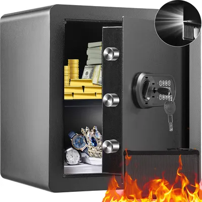 Produktbild von VEVOR Safe Tresor 1,8 Kubikfuß, Möbeltresor mit Feuerfester Geldtasche, Passwort & Schlüssel Digitaler Heimtresor Herausnehmbares Regal, Innenschrank, Wandtresor für Bargeld, Schmuck, Dokumente usw.