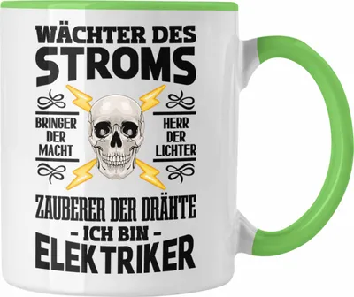 Produktbild von Trendation - Elektriker Tasse Spruch für Männer Geschenk Lustig Gadget Geschenke Kaffeebecher (Grün)