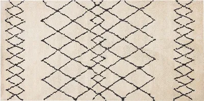 Obrázek produktu pro BELIANI Koberec béžový černý Polyester 80 x 150 cm geometrický vzor obdélníkový