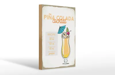 Produktbild von Holzschild Rezept Pina Colada Cocktail Recipe 20x30cm