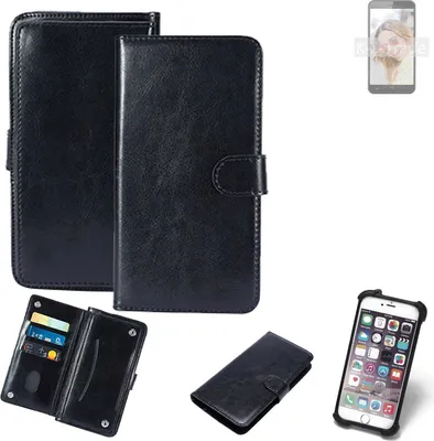 Produktbild von K-S-Trade 360° Hülle kompatibel mit HomTom HT16S schwarz Kunstleder Case BookCase WalletCase Kunstlederederhülle Handyhülle, Rundumschutz Bumper