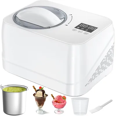 Eismaschine mit Kompressor, 1 l, kein Vorgefrieren, LCD, Weiß