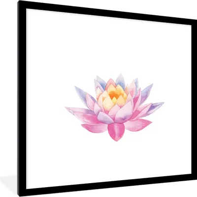 Produktbild von MuchoWow® MuchoWow® Gerahmtes Poster Aquarell - Blume - Seerose 40x40 cm - Poster mit zchwarzem Bilderrahmen - Poster - Plakat im Rahmen