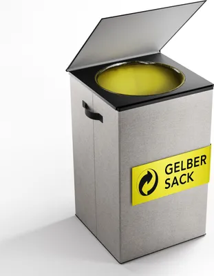 Produktbild von Gelber Sack Ständer 70L – Gelber Sack Mülleimer mit Klappdeckel, Grau