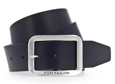 Produktbild von Tom Tailor Herren Gürtel - Echt Leder, Dornschließe, Logoprägung Schwarz 90 cm
