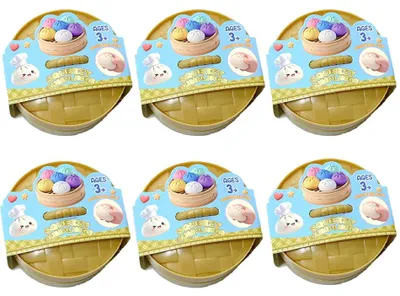 Produktbild von Realistisches Riesen-Knödel-Quetschspielzeug mit Bambus-Dampfgarer, weicher TPR-Teigball, Entspannungs-Fidget-Spielzeug, lustige kreative 6 Stück