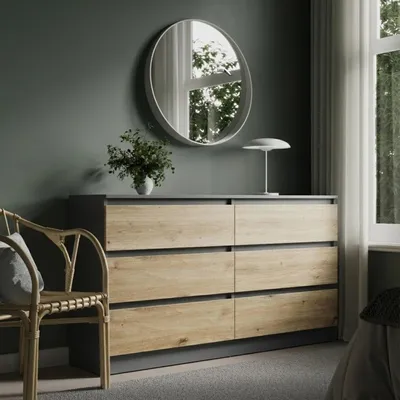 Image de Commode avec 6 tiroirs 100x78 cm Commode blanche en bois Armoire Commode avec tiroirs Sideboard Highboard Buffet Organisateur Largeur 100 cm Hauteur 78 cm