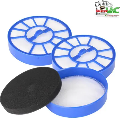 A set of vacuum cleaner filters and a foam filter.