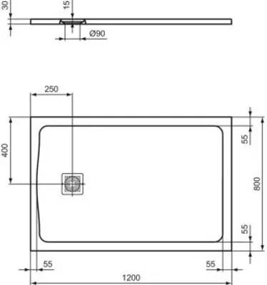 Produktbild von IDEAL STANDARD T5594FS Rechteck-Brausewanne Ultra Flat S +
