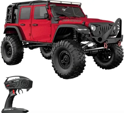 Obrázok produktu pre Diaľkovo ovládané auto, mierka 1:10, 2,4 GHz, pohon 4x4, elektrický terénny model, dobíjateľné terénne vozidlo s LED svetlami, autíčko, darčeky pre chlapcov, dievčatá, deti, červená