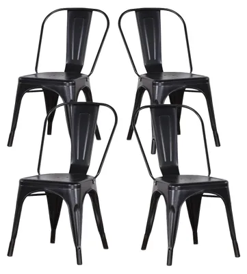 Produktbild von Esszimmerstühle - Küchenstühle - Wohnzimmerstühle - Gartenstühle - Stapelbare Stühle - Set aus 4, schwarz