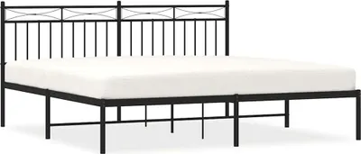 Produktbild von vidaXL Bettgestell mit Kopfteil Metall Schwarz 183x213 cm