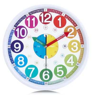 Produktbild von Lafocuse Kinder Wanduhr 3D Ziffern Lautlos, Bunt 30cm Lernuhr ohne Tickgeräusche, Modern Kinderuhr für Jungen Mädchen Kinderzimmer Schlafzimmer Schule