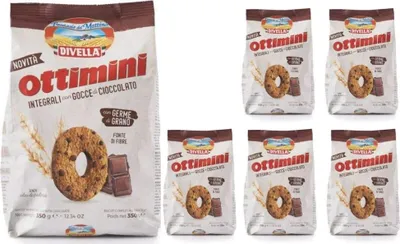 Produktbild von Divella Biscotti Ottimini Integrali Con Gocce di Cioccolato 6 Confezioni da 350 grammi
