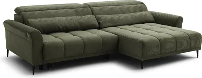 Produktbild von Wohnlandschaft >Wolve< Kopfteilverstellung, 2 Kissen, Cord grün - 277x108x179cm (BxHxT)