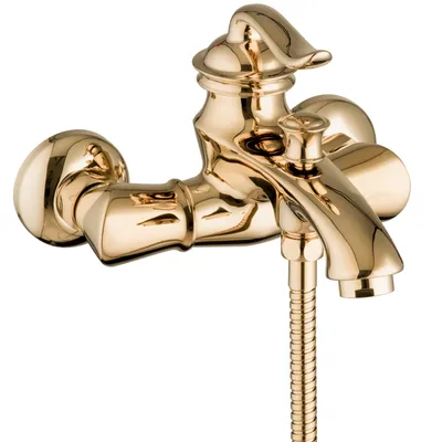 Produktbild von PaulGurkes Wannenarmatur Gold Duscharmatur mit Brausestange und Handbrause