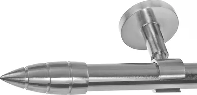 Produktbild von Edelstahl Look Gardinenstange 20mm Wandträger 1-läufig Spitze, Länge wählbar D31 E81 R
