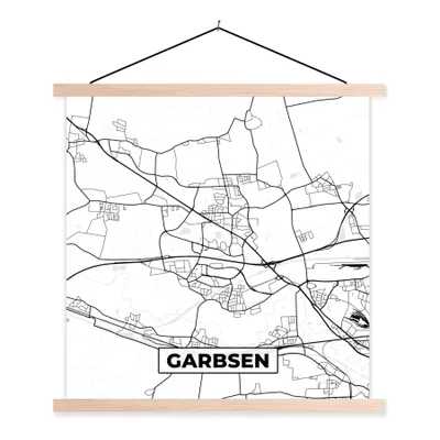 Produktbild von MuchoWow® Textilposter Karte - Garbsen - Karte - Stadtplan 60x60 cm mit holzfarbenen Rahmen - Wanddekoration