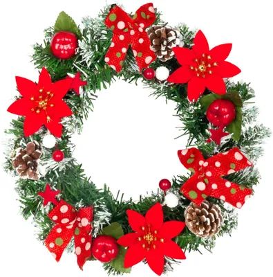 Image de Couronne MagicHome Noël, rouge, 25 cm
