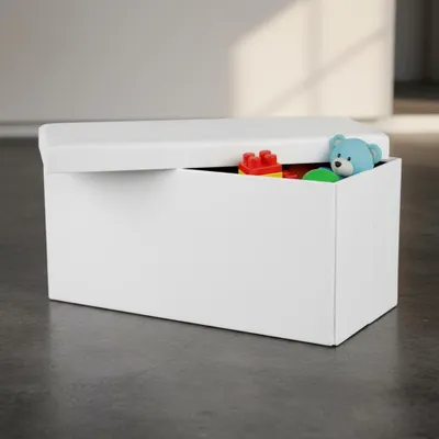 Produktbild von Mucola Sitzbank faltbar Sitzhocker Aufbewahrungsbox Sitzwürfel Stauraum Kunstleder Sitztruhe Fußbank - 76x38x38 cm Weiß
