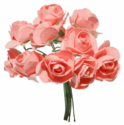 Produktbild von 1 Bündel je 12 Rosen Röschen, Länge 7cm, Dekoration, Floristik, Farbe wählbar, Farbe:lachsfarben