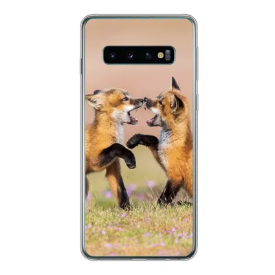 Produktbild von MuchoWow® Handyhülle Schutzhülle Hülle für Samsung Galaxy S10 Füchse - Blumen - Porträt Silikon Softcase Handy Hülle - Handytasche