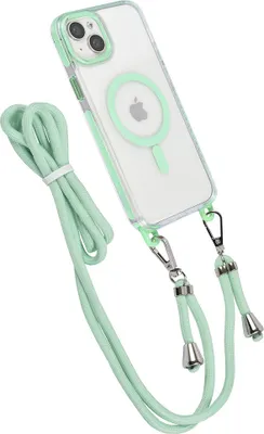 Immagine prodotto di Custodia posteriore TUNIQ per iPhone 15 Plus - cordino da collo - Magsafe - Verde