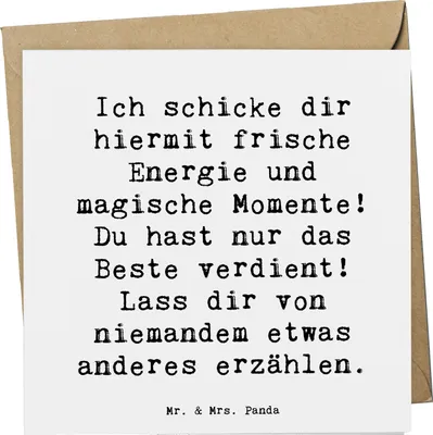 Produktbild von Mr. & Mrs. Panda Klappkarte Spruch Freude und Energie - Weiß - Geschenk, positive, faltkarte, Zitat, Gefühle, Glückwunschkarte, Motivation, anlasskarte, Gefühl, Grußkarte