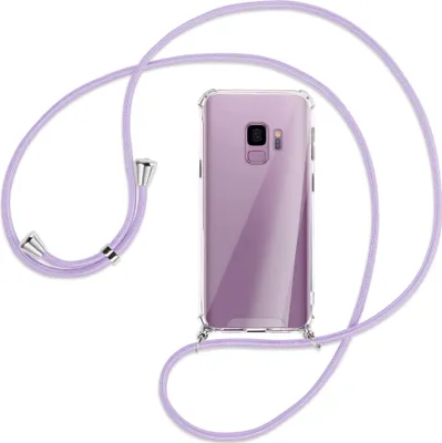 Produktbild von Handykette Backcover-Schutzhülle mit Band (Metall silberfarben) für Samsung Galaxy S9 - violett