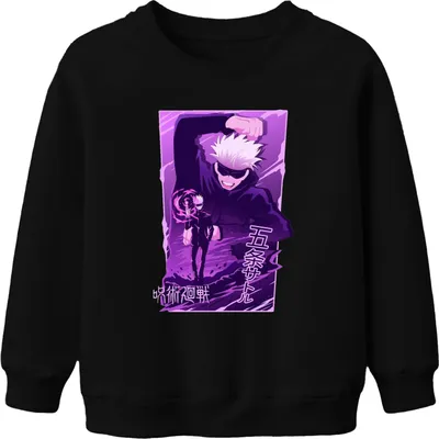 Immagine prodotto di Gojo Satoru Jujutsu Kaisen capelli bianchi estetica anime regalo unisex bambini felpa pullover, nero, 152