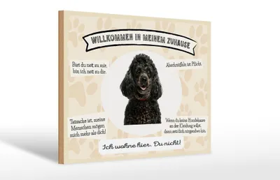 Produktbild von Holzschild Spruch 30x20cm Tiere Pudel willkommen Zuhause