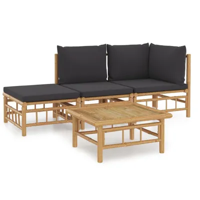 Obrázek produktu pro vidaXL 4dílná zahradní lounge souprava s tmavě šedými bambusovými polštáři