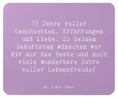 Produktbild von Mr. & Mrs. Panda Mousepad Spruch 79. Geburtstag - Lavendeltraum - Geschenk, Happy Birthday, mousematte, Glückwunsch, Lebensfreude, handgefertigte Produkte, mauspad pc