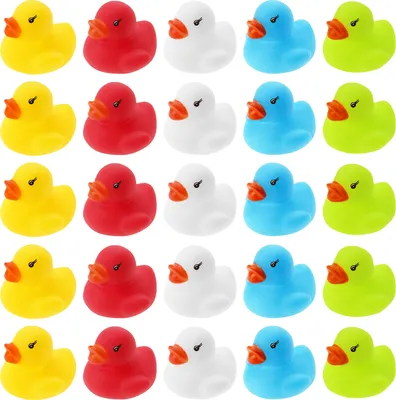 Produktbild von 25er WELLGRO Badeenten Set – Gummienten Rubber Ducks für Kinder & Babys – Badewannenspielzeug Baby, Wasser Spielzeug Kinder, Mini Badeenten Set, Geschenk, Party Mitgebsel & Deko – BPA-frei