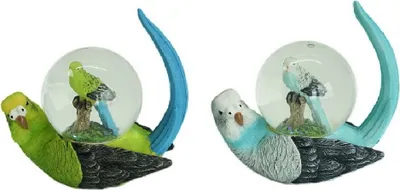 Produktbild von 2 Schneekugeln Wellensittiche 9 cm, Glitzerkugeln Schneekugel Glitzerkugel Tiere Vogel