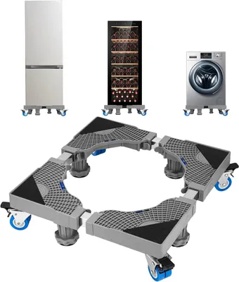 Image de Base universelle pour lave-linge, réfrigérateur et sèche-linge, réglable de 41 à 66 cm, avec roulettes et système antidérapant