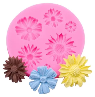 Silikon-Fondantform, Schokoladenform, Sonnenblumen-Motiv, 7,5 x 7,5 x 1 cm